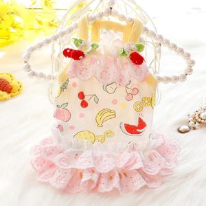 Dog Apparel Cherry Lace Skirt Clothes Sweet Slip Dress Small Dogs Clothing Cat Korean Fashion Soft Comfortable Kawaii Girl Pet Items