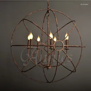 Pendant Lamps Antique Industrial Rust Chandelier Living Room Dining Bedroom Retro Wrought Iron