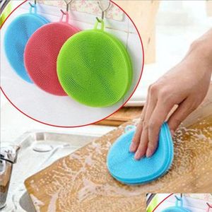 Rengöringsborstar Enkelt Sile Dish Bowl Mtifunction 8 Färger Skurning Pad Pot Pan Wash Brush Cleaner Kök Rätter Tvättverktyg Drop DHQUE