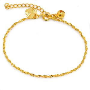 Xp smycken 3pcslot 17 cm 3 24 K Pure Gold Color Lovely Wave Armband för kvinnor Fashion 240125