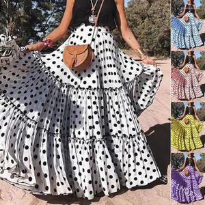 Spódnice moda polka kropka kobieci maxi spódnica lato 2024 Wysokie talia żeńska vintage długa trend bohemian bajki festiwalowe ubrania