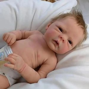 18 tum realistiska återfödda baby dockor blå ögon handgjorda mjuk pojke full kropp vinyl baby hög kvalitet bebe reborn docka gåva 240122