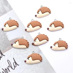 Charms 10pcs Resin Flatback Cartoon Hedgehog Animal Kawaii Earring Keychain Pendant Diy For Jewelry Make