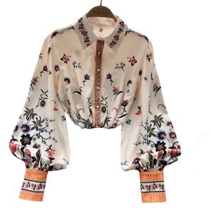 Printed long-sleeved sunscreen shirt female lantern sleeve M L XL 2XL