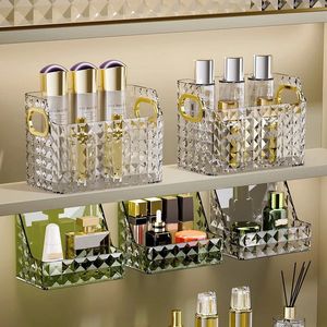 Luxurious Bathroom Storage Box Hanging Makeup Organizers Cosmetics Wall Mounted Rack Plastic Washstand Shelves 240125