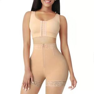 VIP Kadınlar Karın Kontrolü Faja Fermuar Seksi Dantel Kalça Bel Şortları Bodysuits Kadın Zayıflama Bel Düzeltici Shapewear Sütyen Kaldırıcı Dantel 240122