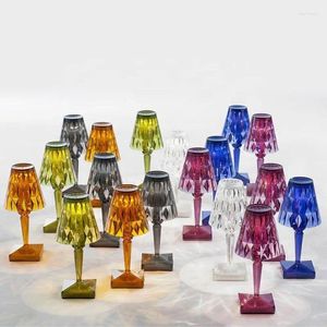 Tischlampen USB wiederaufladbare Schnurlampe Acrylkristallkunst für Schlafzimmer El Wohnzimmer Schreibtisch Restaurant