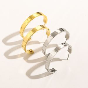 Designer Stud Earrings 18k Gold Silver Stainless Steel Large Circle Earring Engraved Letters Fashion Women Earrings Love Gift