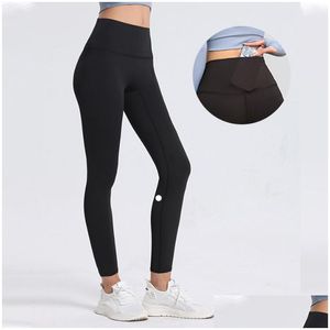 Экипировка для йоги Lu-2023, лайкра, однотонные женские брюки с высокой талией, спортивная одежда для спортзала, леггинсы, эластичные брюки для фитнеса, женские уличные брюки Dro Ot1El