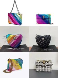 Kurt Geiger UK London Kensington Mini Pul Leather Reath Rainbow Cross Body Bag and Purse Luxury Shourdle Bag Small Messenger Bag