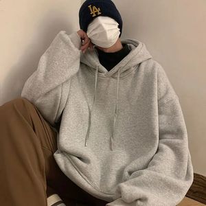 Extfine Autumn Y2k Pullover Hooded Men's Oversize Hoody Sweatshirt Tops Solid Drop Shoulder Harajuku Streetwear Male Clothes 240131
