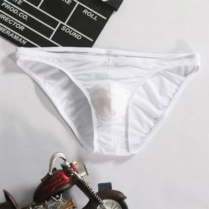 Cuecas homens cuecas de seda gelo bulge bolsa roupa interior baixo-rise pênis sodt confortável calcinha masculino troncos respiráveis