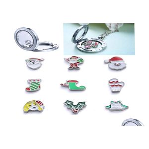 Charms Natale Fai da te Medaglione in vetro Ciondolo Accessori per gioielli Bracciale con memoria Galleggiante 9 stili Jewelry7679568 Risultati consegna goccia Otomf