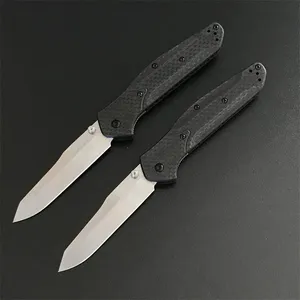 Utomhus 940 Fold Knife Carbon Fiber Handle Stone Washing Blade Hunting Safety Defense Military Knives
