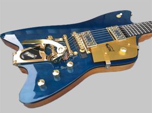 6199TW Billy Bo Jüpiter Ateş Thunderbird Western Portakal Elektro Gitar Steer Head Fics Pearloid Kakma, Bigs Tremolo Köprüsü, Altın Donanım, Yuvarlak