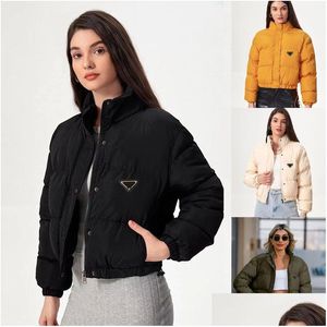 Mulheres jaquetas jaqueta designer mulheres casaco de pele inchado mangas compridas senhora magro para baixo blusão curto parka roupas inverno gota entrega ots58