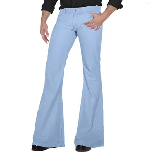 Męskie spodnie retro disco flable slim fit stretch vintage spodnie wygodne kolorowe kolorowe guziki Twill