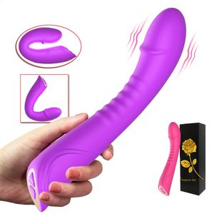 Dildo reale di grandi dimensioni per le donne Morbido silicone Potente vibratore GSpot Stimolatore del clitoride vaginale Giocattoli del sesso Adulti 240202