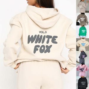 White Fox Tracksuit Designer Mulheres White Fox Hoodie Define Dois 2 Peça Set Mulheres Roupas Conjunto Desportivo Manga Longa Pulôver Com Capuz Fatos