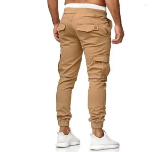 Herren-Hosen in Kontrastfarbe, Streetwear, Cargohose mit Knöchelbund, Kordelzug in der Taille, mehrere Taschen, schmale Passform, Übergröße