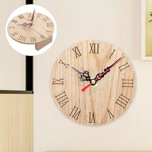 Wall Clocks Small Clock Decorative Hanging Round Shape Wooden Convenient Bedroom Home Rustic Vintage