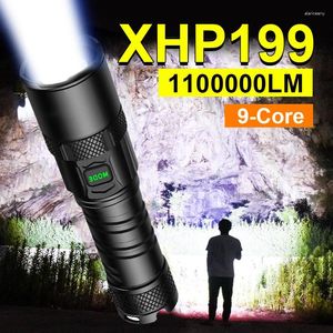 Portable Lanterns XHP199 Super Most Powerful LED Flashlight Rechargeable Torch Light XHP160 XHP90 High Power 18650 Tactical Lantern