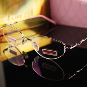 Solglasögon Frames 2024 Semi -Rimless Fashion Design Ellipse Frame Expectakles Custom Made Recept Lens Myopia Glasses Pochromic -1 till -6