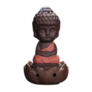 Lampy zapachowe małe mnich kinzetrów dekoracyjne prezenty ceramiczne fioletowe piasek Buddha Kadzidło do sztuki i rzemiosło Dhmzp