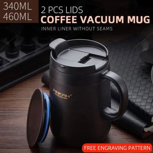 Pinkah 340 0ml Kahve Kupası 304 Paslanmaz Çelik Termos Kupalar Kapak İzli Çay Kupa Vakum Kupası Ofis Thermos 240129