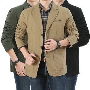 Men Blazer Business Suit Loose Jacket Cotton Denim Bomber Militärjackor Outwear Asia Size M4XL 240124