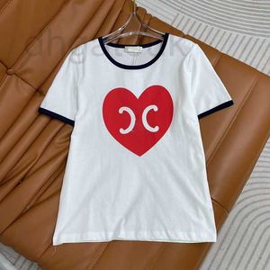 Kobiety projektantki koszulki damskiej 2024 Spring Festival New Love Print Krótki design sens dna, wiek redukujący mody T-shirt 62Gy