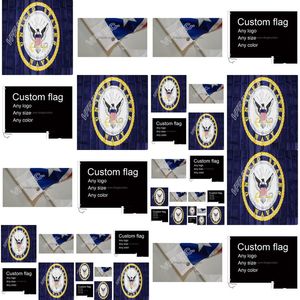 Banner-Flaggen, blaue US-Navy-Wappen-Siegel-Emblem-Flagge, 3 Fuß x 5 Fuß, Polyester-Banner, fliegend, 150–90 cm, individuell, für den Außenbereich, Af394209110, Drop-Lieferung, H Dhtlc