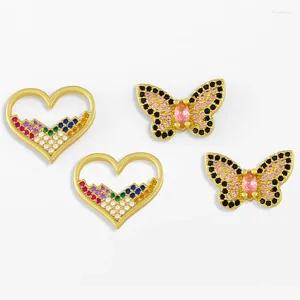 Kolczyki stadnorskie FLOLA Śliczny Micro Pave Butterfly dla kobiet wielokolorowy hurtowa biżuteria Walentynki Prezenty ERSW13