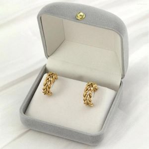 Stud Earrings 1.7x1.5cm Refined Twist Women Fashion Stainless Steel 18K Gold Color Earring Patry Jewelry Gift