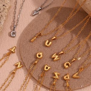 Pendant Necklaces Mini Bubble 26 Letter Paper Clip Necklace 18K Gold Plated Hypoallergenic Decoration 316L Stainless Steel