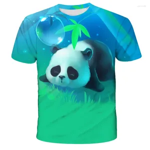 Herr t-skjortor 2024 mode djur tees stilfulla sommarmän/kvinnor t-shirt 3D-tryck designade söta panda skjorta barn toppar