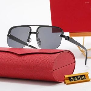 Solglasögon 2024 Brand Square Women Men Luxur Design Semi-Rimless Cutting Lenes Sun Glasses For Outdoor Eyewear UV400