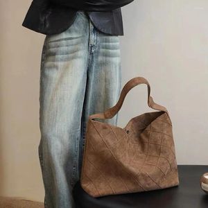 Sacos de noite Vintage Scrub Couro Mulheres Bolsa Grande Capacidade 2024 Design de Inverno Feminino Hobos Ombro Senhoras Faux Camurça Grande Tote