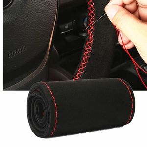 Steering Wheel Covers Universal 15" DIY Anti-slip Suede Leather Car Cover Needle Thread Wheels Accessories For Men Women