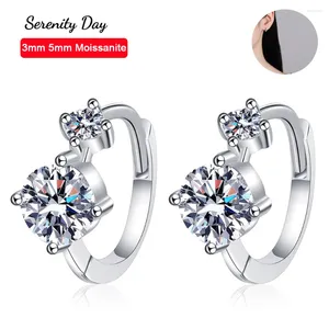 Stud Cuping Serenity Günü Gerçek D Renk 3mm 5mm Tam Moissanite Hoop Küpe Kadınlar için S925 STERLING Gümüş Plaka PT950 Güzel Mücevher Hediyesi