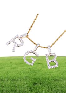 Zircon Tennis Letters Halsband Pendant Anpassad namn Charm för Menwomen Gold Silver Fashiom Hip Hop Jewelry With Rope Chain2428816