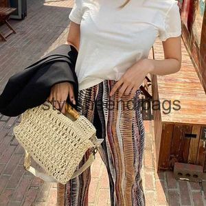 Totes fashion bamboo handle straw bags designer women handbags luxury wicker woven shoulder summer beach rattan purses large toteH24217