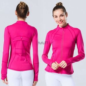 LL Womens Yoga Jacket تعريف تجريب Sport Coat Sports Quick Dry Activewear Top Solid Slotshirt Sportwear