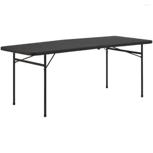 Camp Furniture 6 Foot Bi-Fold Plastic Folding Table Black Camping Equipment