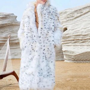Moda feminina de pele com capuz leopardo impressão casacos falsos longo casaco de inverno manga jaqueta grossa outwear topos