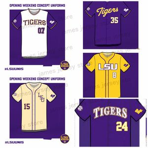 2023 Mens Custom LSU Tigers Baseball Jersey Thatcher Hurd Griffin Herring Blake Money Christian Little Nate Ackenhausen Garrett Edwards Samuel Dutton Chase Shores