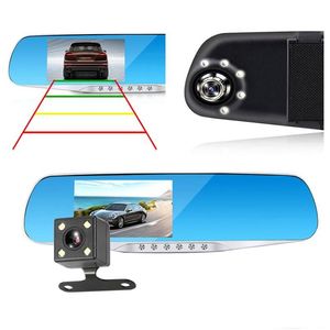 CAR DVRS 2CH CAR DVR REARVIEW MIRROR DASHCAM 4.3 بوصة 1080P FL HD 170 ﾰ عرض رؤية على نطاق واسع دورة الرؤية الليلية G-SESOR DROP DE DE DE