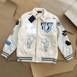 Louiseity Herrenjacken Modemarke Herren Damenjacke L Viutonity Lose Langarm Grün Viutonity Baseball Herren Hip Hop Herbst Lässige warme Bomberkleidung 939