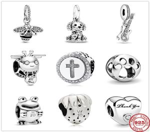 925 Sterling Silver Electric Guitar Bee Mine Poodle Puppy Dog Dangle Diy Fine Beads Fit Original Charm Armband Jewelry4996740