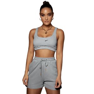 Casual Solid Shorts Sets Ladies Tracksuits Crop Top And Drawstring Shorts 2 Piece Matching Sportswear Set Summer Athleisure Outfits3